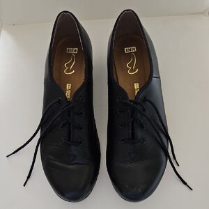 Bloch Black Leather Lace-Up Flats